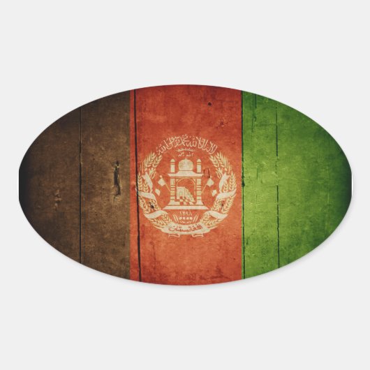 Sticker Ovale Drapeau Wood Afghanistan (Devant)