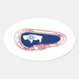 Sticker Ovale Drapeau Wyoming Escalade Carabiner