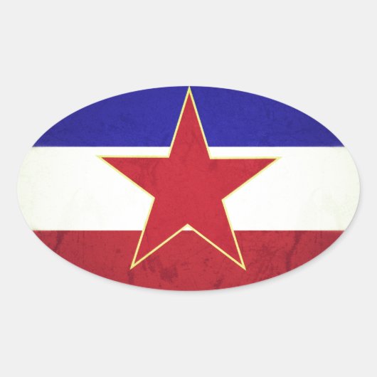 Sticker Ovale Drapeau Yougoslavie (Devant)