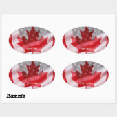 Sticker Ovale Drapeaux américains et canadiens (Feuille)