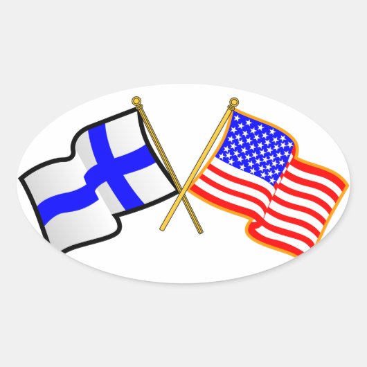 Sticker Ovale Drapeaux américains finlandais (Devant)