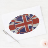 Sticker Ovale Drapeaux de prise d'union à effet métallique (Enveloppe)