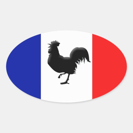 Sticker Ovale Drapeaux France love coq (Devant)