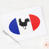 Sticker Ovale Drapeaux France love coq (Enveloppe)