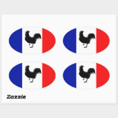 Sticker Ovale Drapeaux France love coq (Feuille)