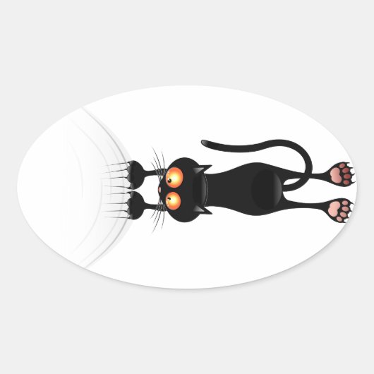 Sticker Ovale Drôle Accrocher sur le chat (Devant)