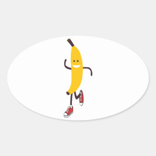 Sticker Ovale Drôle Cartoon à la banane