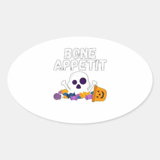 Sticker Ovale Drôle Chef Pun Bone Appetit Halloween Candy (Devant)