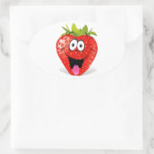 Sticker Ovale Drôle Fraise Visage Sticking Out Tongue (Sac)
