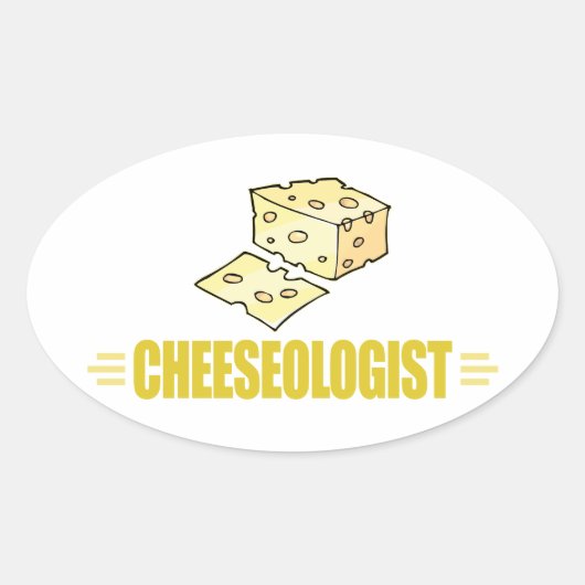 Sticker Ovale Drôle, j'adore le fromage (Devant)
