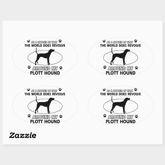 Sticker Ovale Drôle PLOTT HOUND conceptions (Feuille)
