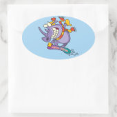 Sticker Ovale drôle snowboarder snowboard rhino dessin animé (Sac)