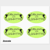 Sticker Ovale Drunk Sur Absinthe (Feuille)