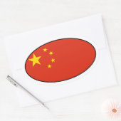 Sticker ovale du drapeau chinois (Enveloppe)