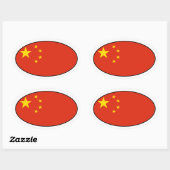 Sticker ovale du drapeau chinois (Feuille)