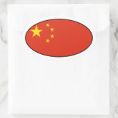 Sticker ovale du drapeau chinois (Sac)