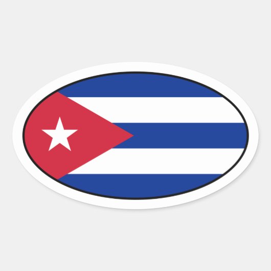 Sticker ovale du drapeau cubain (Devant)