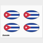 Sticker ovale du drapeau cubain (Feuille)
