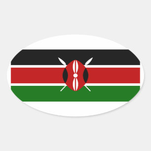 Sticker ovale du drapeau du Kenya