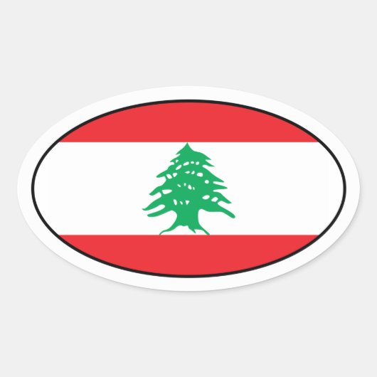 Sticker ovale du drapeau du Liban (Devant)