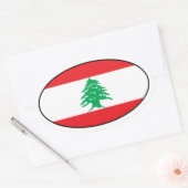Sticker ovale du drapeau du Liban (Enveloppe)