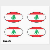 Sticker ovale du drapeau du Liban (Feuille)