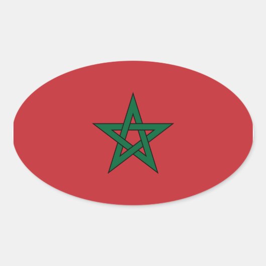 Sticker ovale du drapeau du Maroc (Devant)