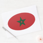 Sticker ovale du drapeau du Maroc (Enveloppe)
