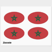 Sticker ovale du drapeau du Maroc (Feuille)