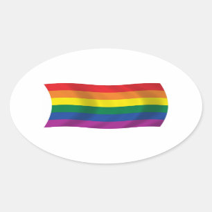 Sticker ovale du drapeau du mouvement gay pride