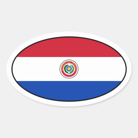 Sticker ovale du drapeau du Paraguay (Devant)