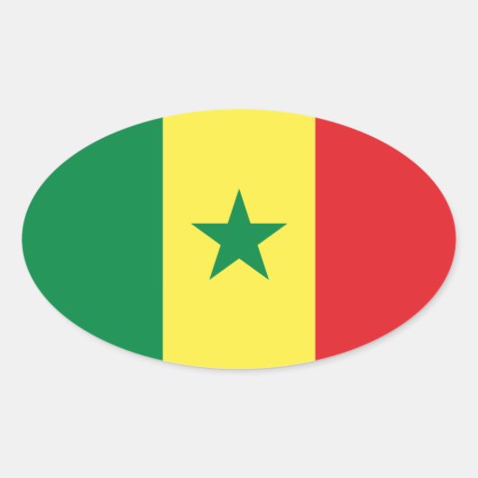 Sticker ovale du drapeau du Sénégal (Devant)