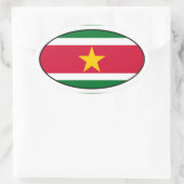Sticker ovale du drapeau du Suriname (Sac)