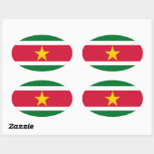 Sticker ovale du drapeau du Suriname (Feuille)