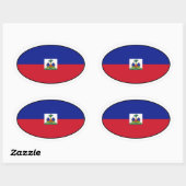 Sticker ovale du drapeau haïtien (Feuille)