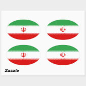 Sticker ovale du drapeau iranien (Feuille)