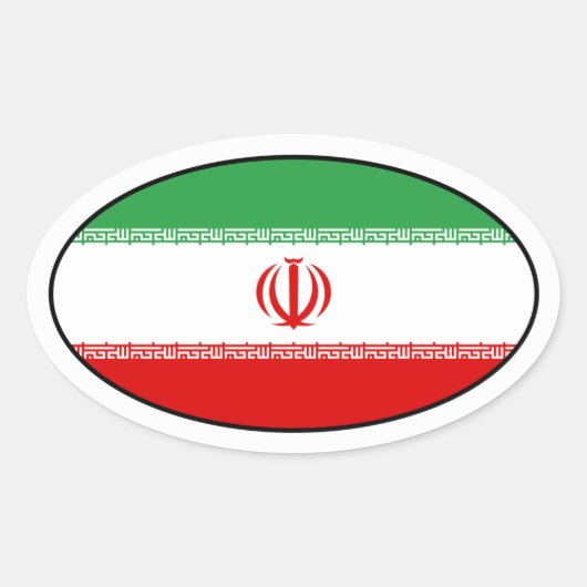 Sticker ovale du drapeau iranien (Devant)