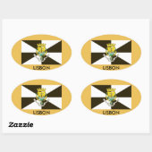 Sticker ovale du drapeau portugais de Lisbonne (Feuille)