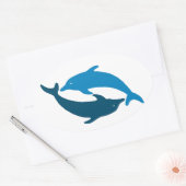Sticker Ovale Duet bleu dauphin (Enveloppe)