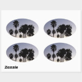 Sticker Ovale Dusk avec palmiers Scène tropicale (Feuille)