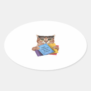 Sticker Ovale Easily Distracted by Cats _ Books Cat Book Cute