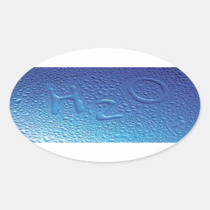 Sticker Ovale Eau, H2O, Bleu