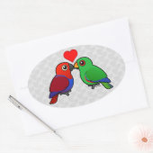 Sticker Ovale Eclectus Parrots en amour (Enveloppe)