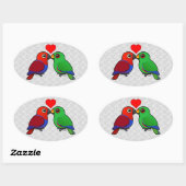 Sticker Ovale Eclectus Parrots en amour (Feuille)