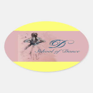 STICKER OVALE ÉCOLE DE DANSE / BALLERINA BALLET DANSER MONOGRAM