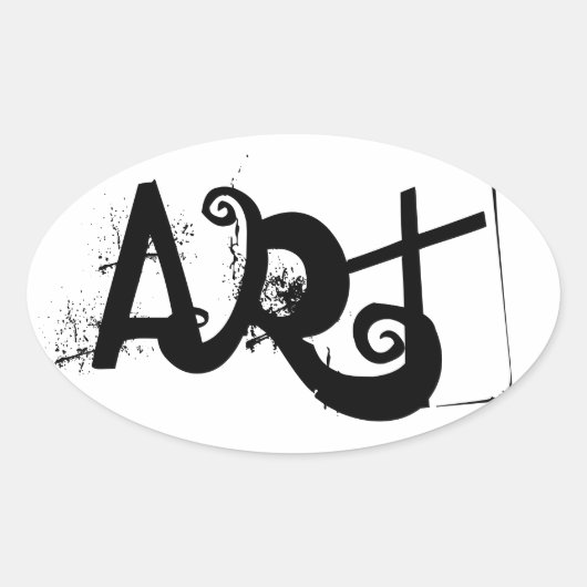Sticker Ovale écriture de contraste ART amusant | (Devant)