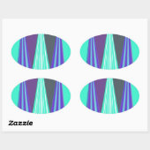 Sticker Ovale Edgy Blue Purple Cyan Chevron Art Imprimer (Feuille)