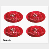 Sticker Ovale Élégant 15e 26e 36e anniversaire de Mariage Rose (Feuille)