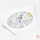 Sticker Ovale Élégant 18ème anniversaire de Mariage de porcelain (Enveloppe)