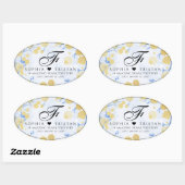 Sticker Ovale Élégant 18ème anniversaire de Mariage de porcelain (Feuille)